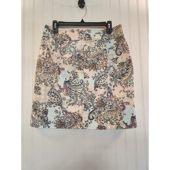 Talbots Women's Pink Paisley Pencil Mini Skirt Size 10 Petite Preppy Office Work - Picture 2 of 10